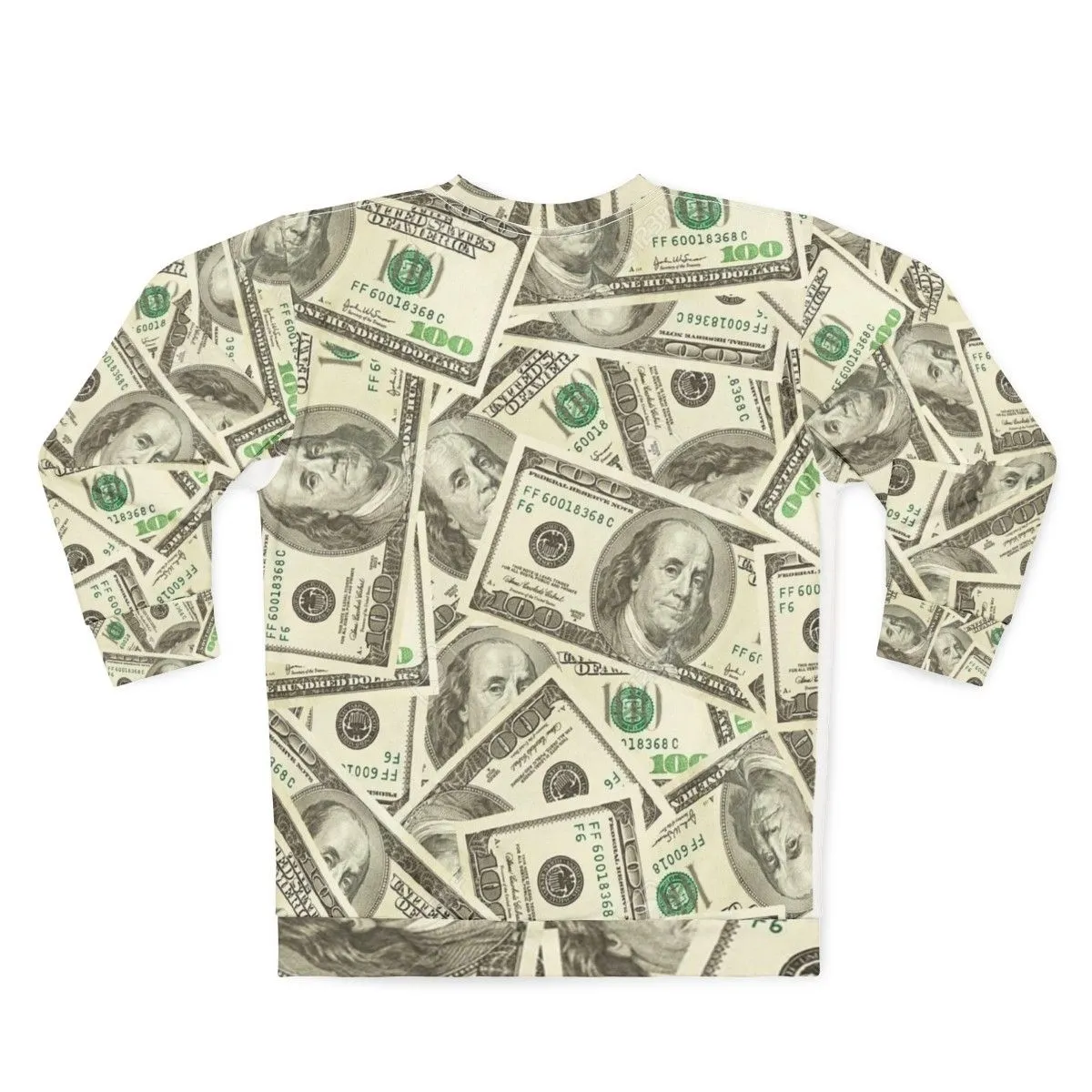 100 Dollar Bills Graphic Sweatshirt - Cool Money Themed Clothing