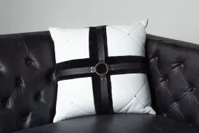 2-tone leather harness pillow