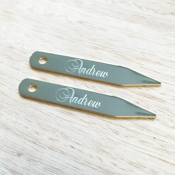 4x Personalised Initial Gold Collar Stays