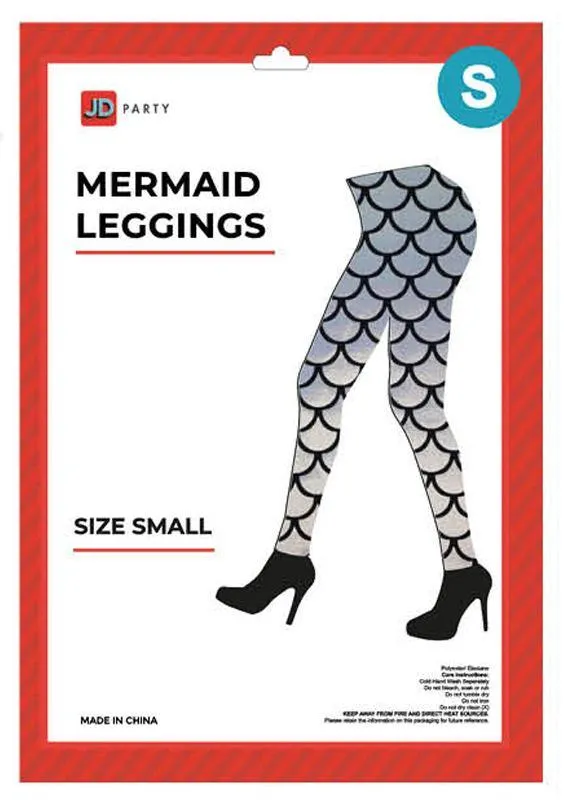 Adult Silver Holographic Mermaid Leggings - Small