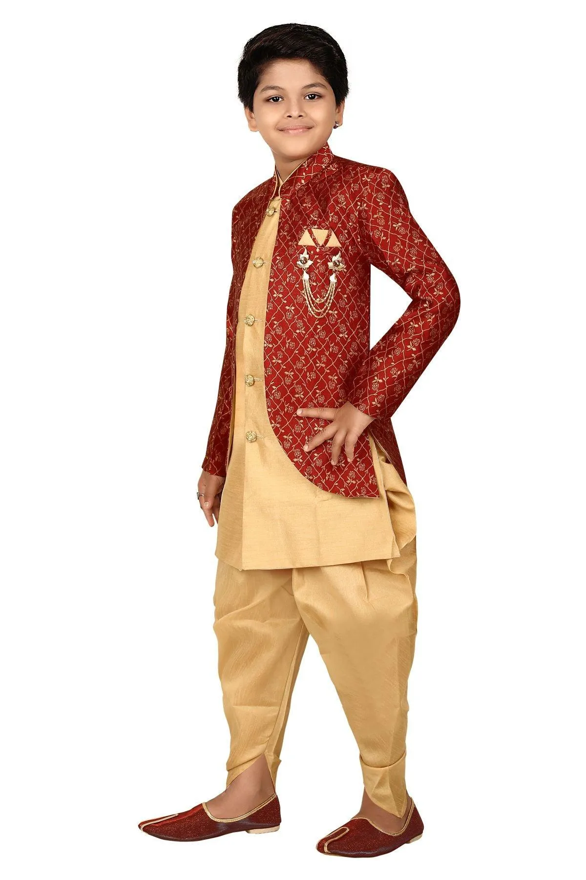 Ahhaaaa Kids Ethnic Indo Western Sherwani Set for Boys