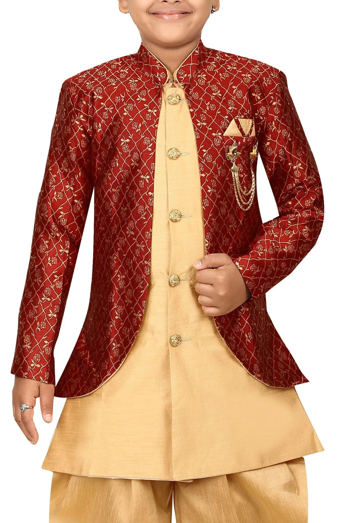 Ahhaaaa Kids Ethnic Indo Western Sherwani Set for Boys