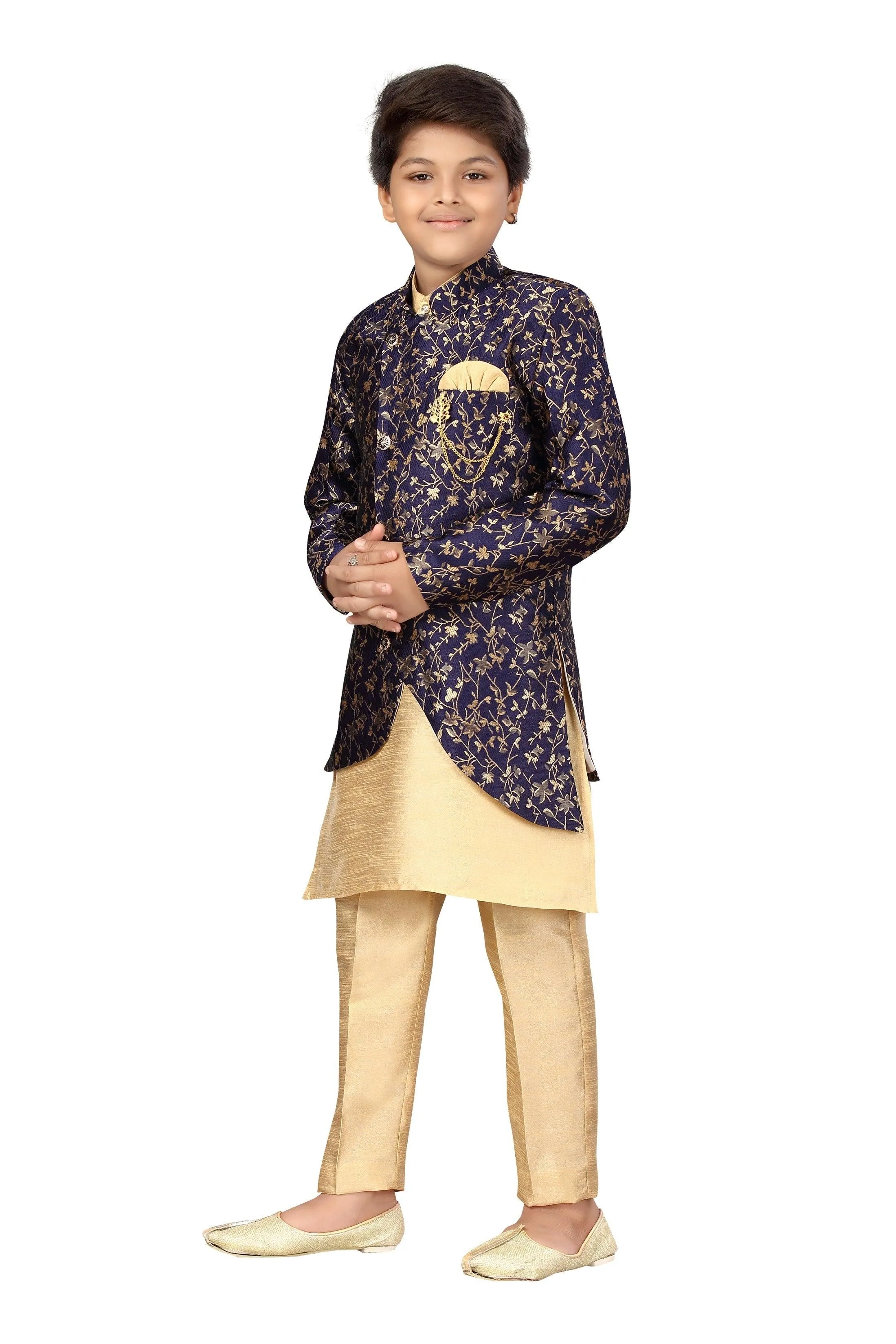 Ahhaaaa Kids Ethnic Wear Sherwani Kurta and Pajama Set For Boys