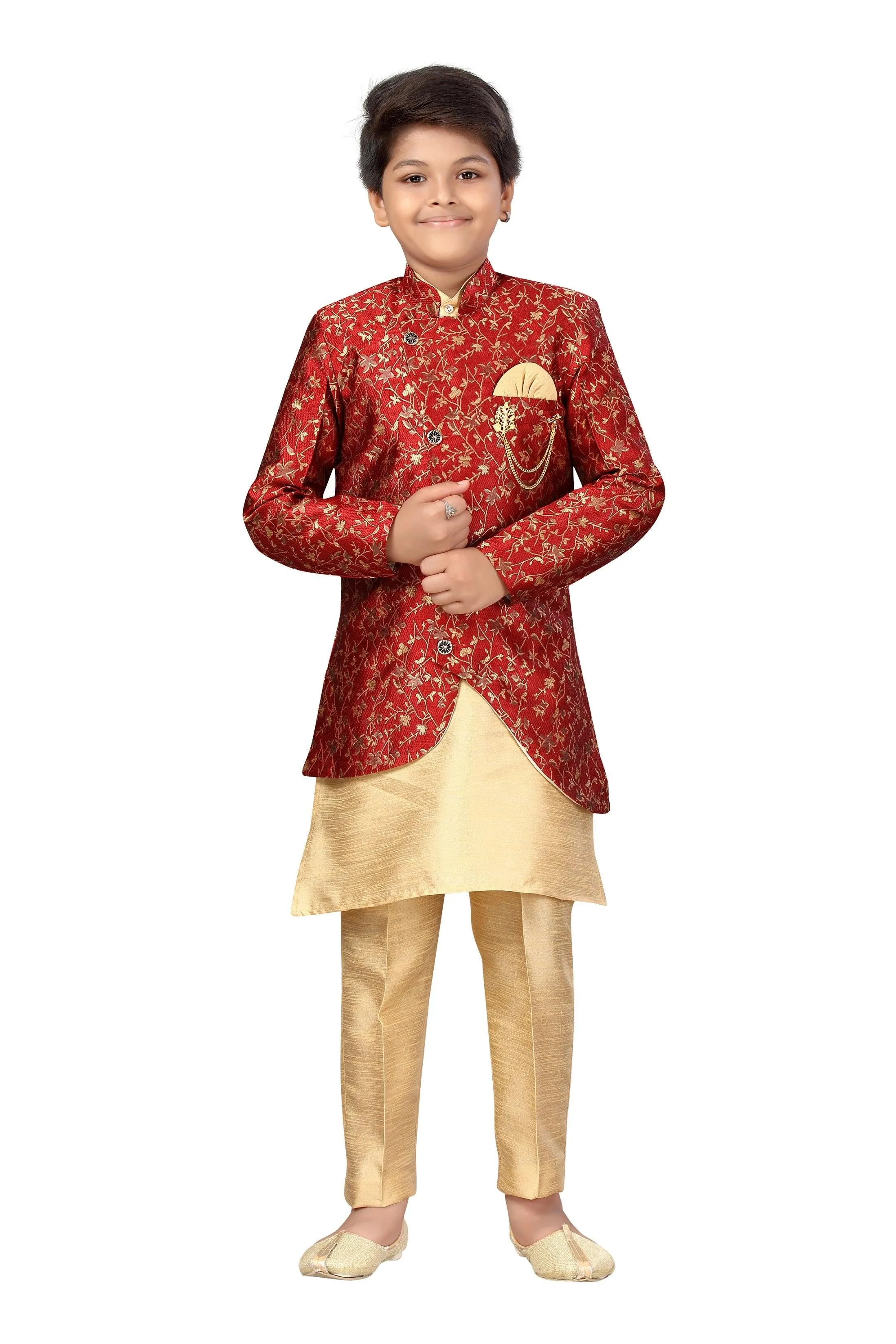 Ahhaaaa Kids Ethnic Wear Sherwani Kurta and Pajama Set For Boys