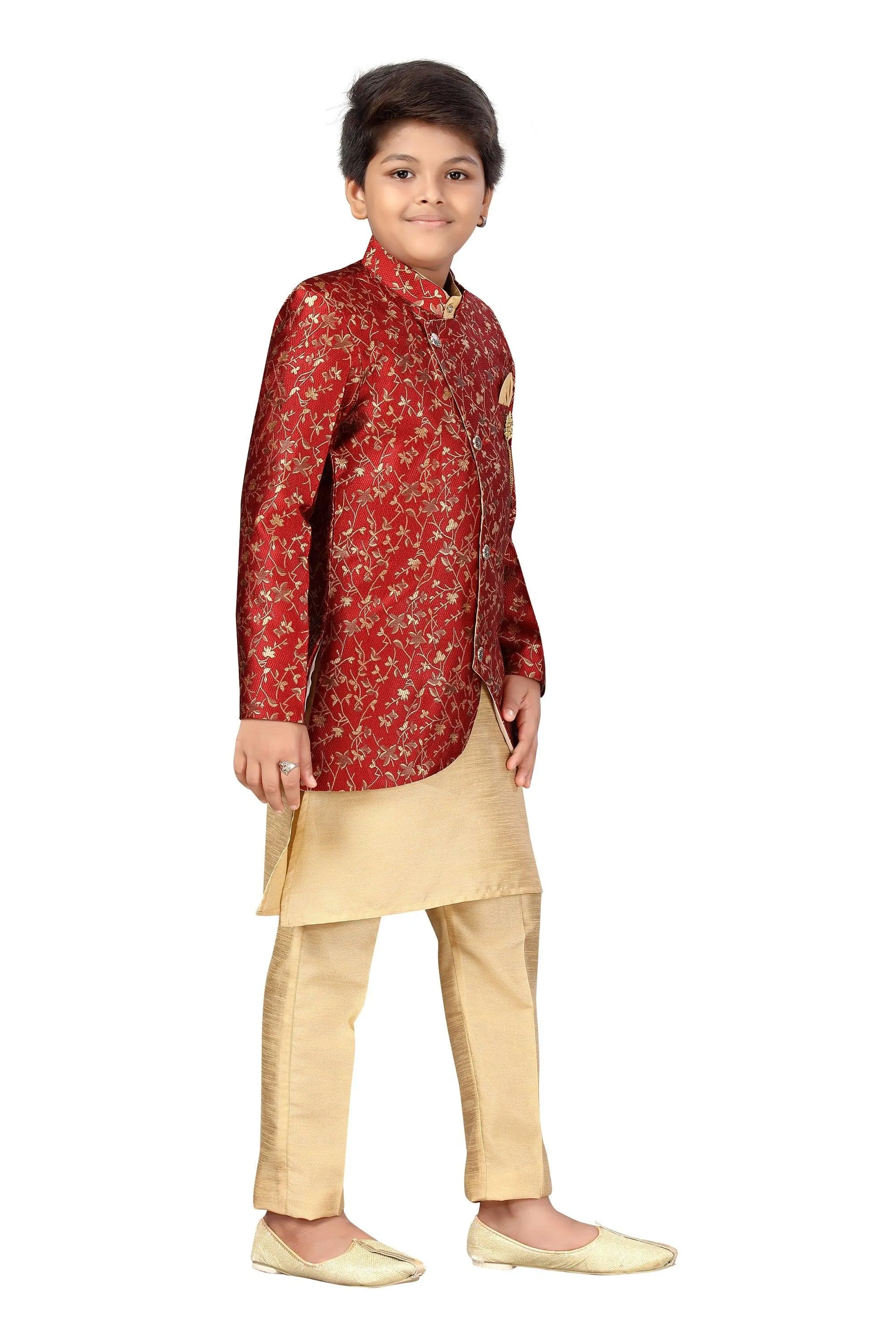 Ahhaaaa Kids Ethnic Wear Sherwani Kurta and Pajama Set For Boys