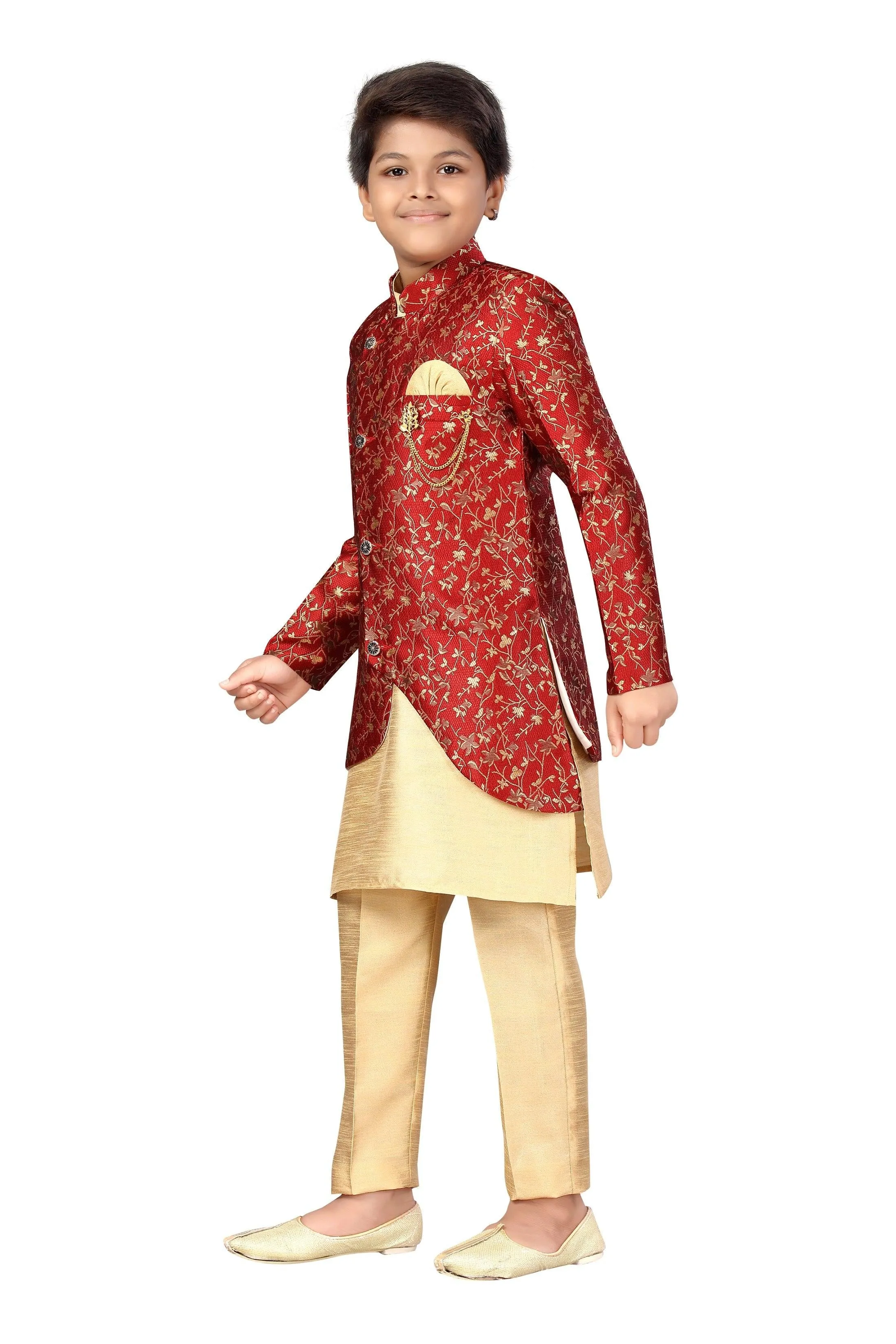 Ahhaaaa Kids Ethnic Wear Sherwani Kurta and Pajama Set For Boys