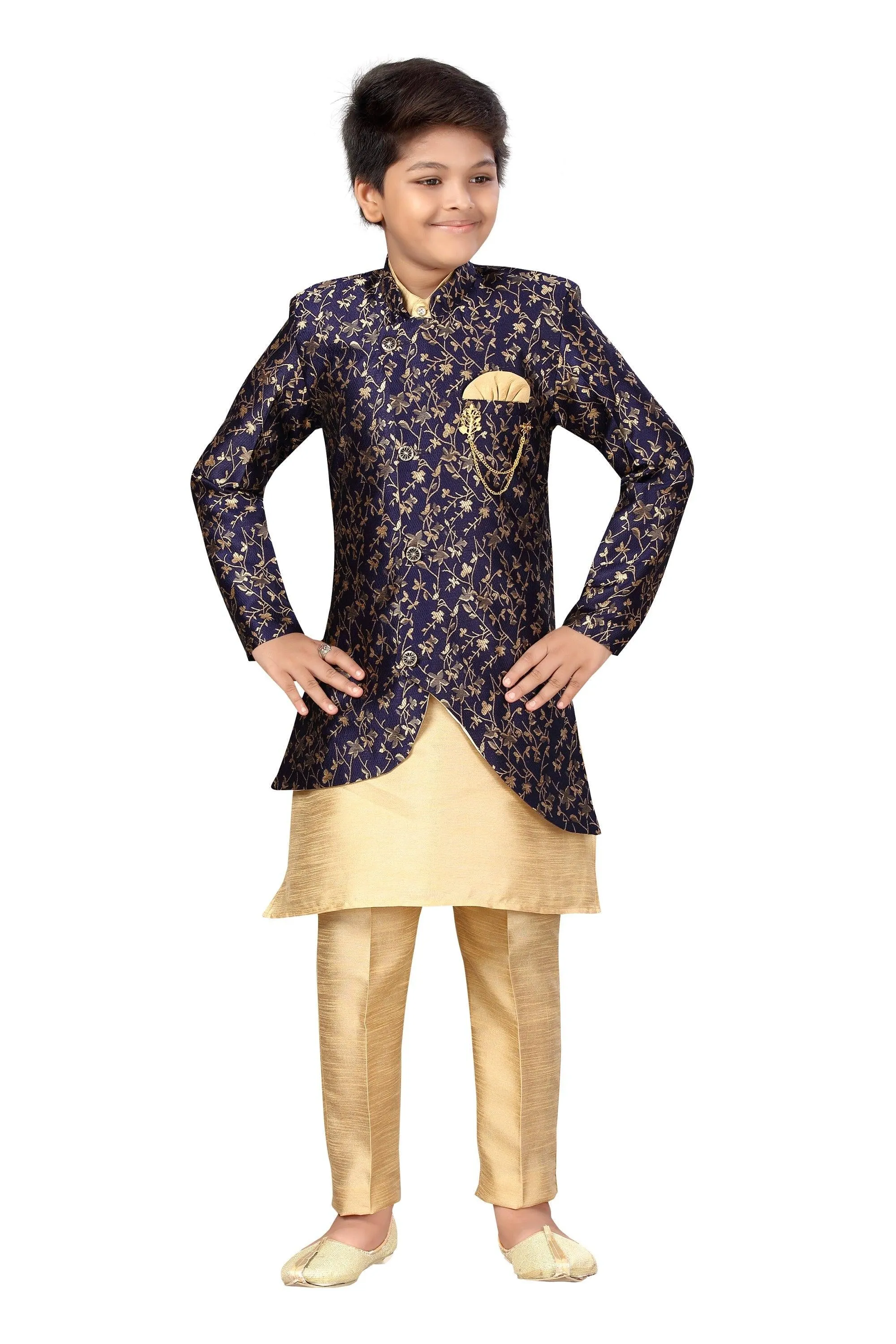 Ahhaaaa Kids Ethnic Wear Sherwani Kurta and Pajama Set For Boys