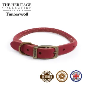 Ancol - Timberwolf Round Leather Collar - Raspberry - Size 3 (28-36cm)