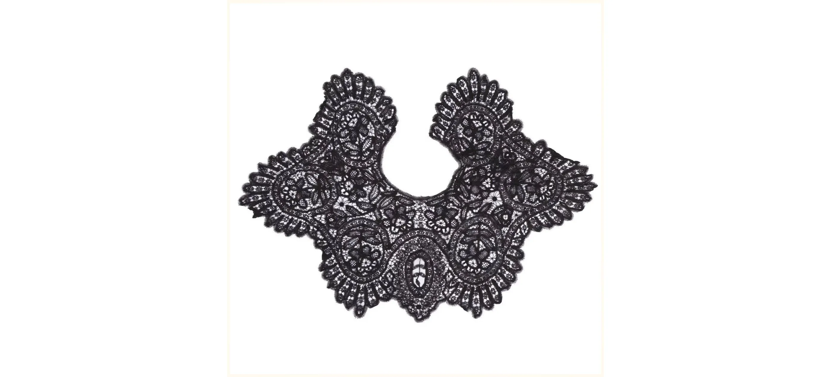 Antique Victorian Black Lace Collar - Bobbin Lace