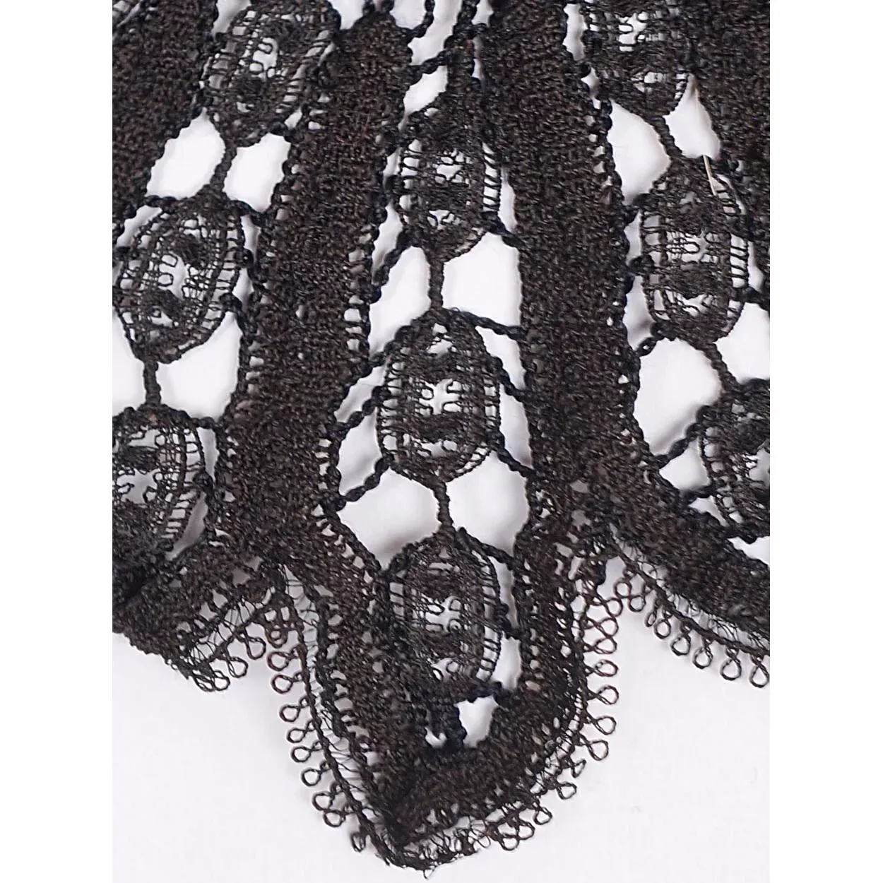 Antique Victorian Black Lace Collar - Bobbin Lace