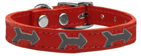 Arrow Widget Genuine Leather Dog Collar Red 22