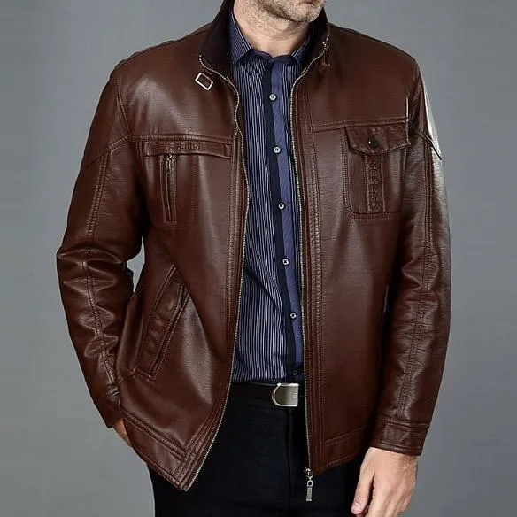 Autumn Middle-aged Men's Leather Jackets