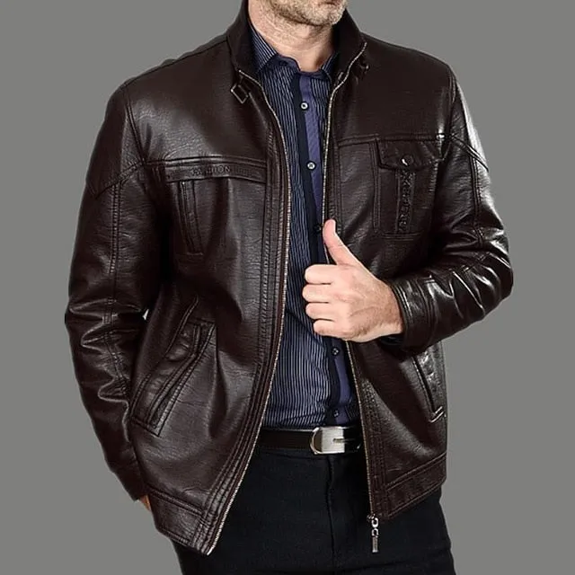 Autumn Middle-aged Men's Leather Jackets