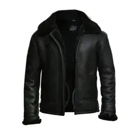 Aviator Black Fur Collar Jacket