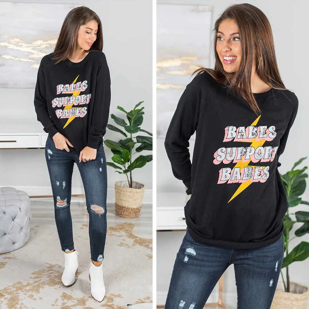 Babes Support Babes Black Graphic Sweatshirt