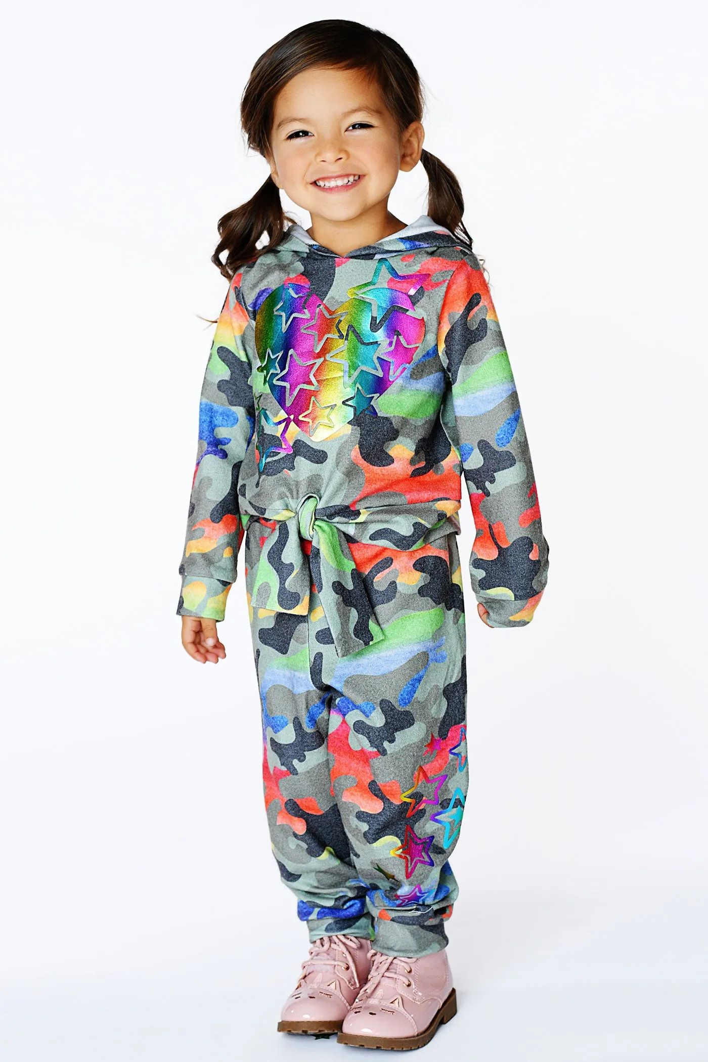 Baby Girl's Star Rainbow Camo Print Hoodie