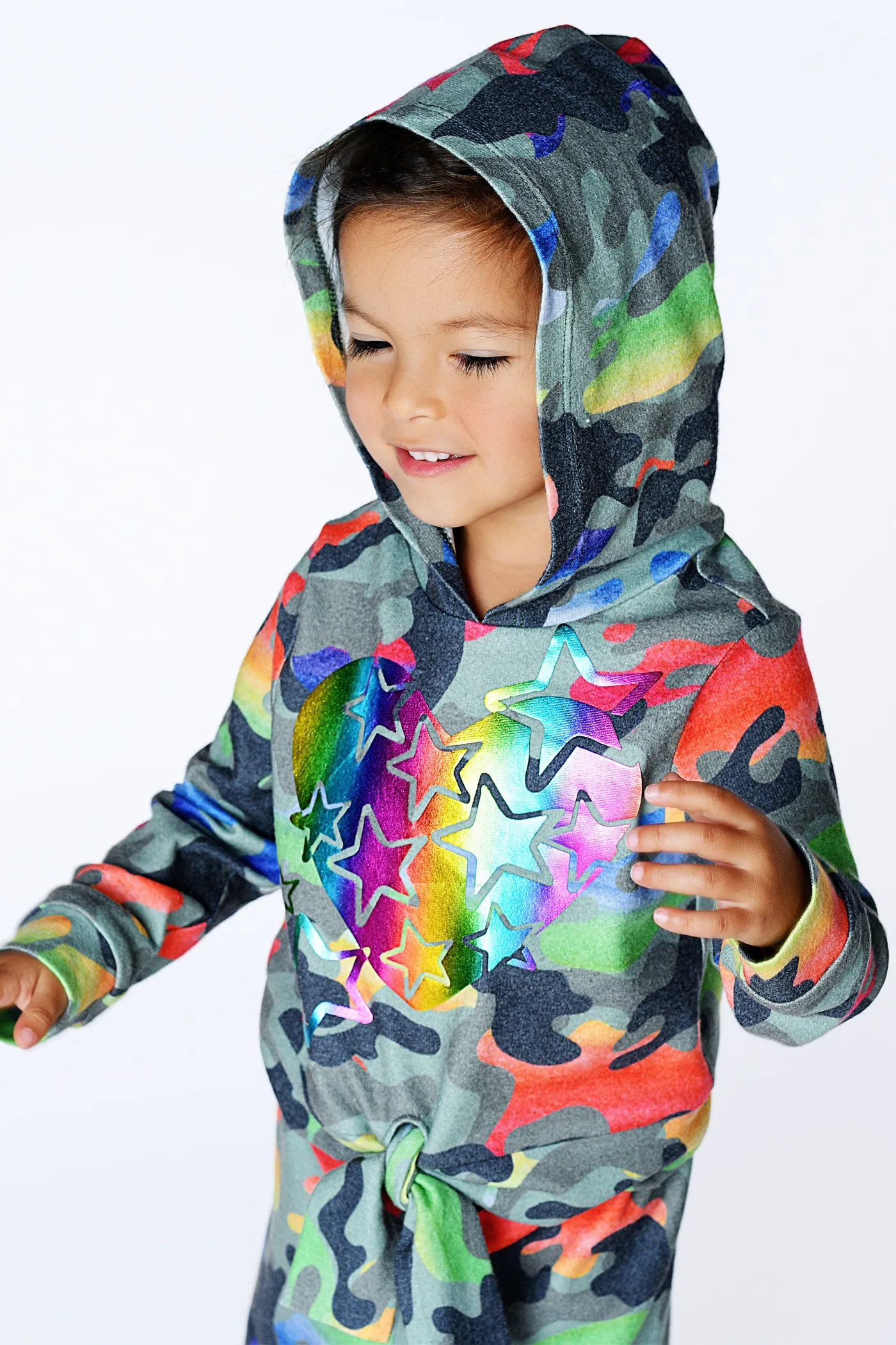 Baby Girl's Star Rainbow Camo Print Hoodie