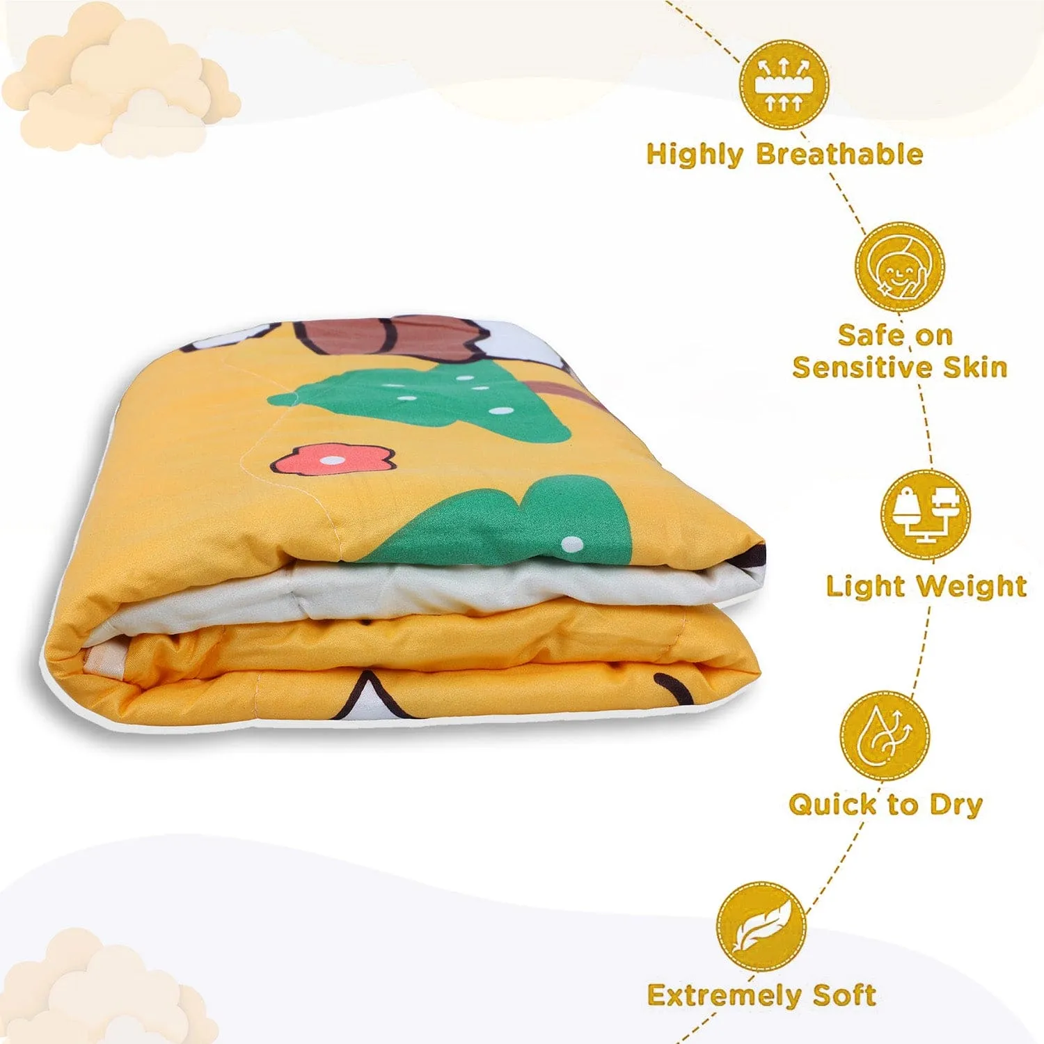 Baby Moo Cuddly Cow Soft Quilted Premium Reversible Blanket - Yellow