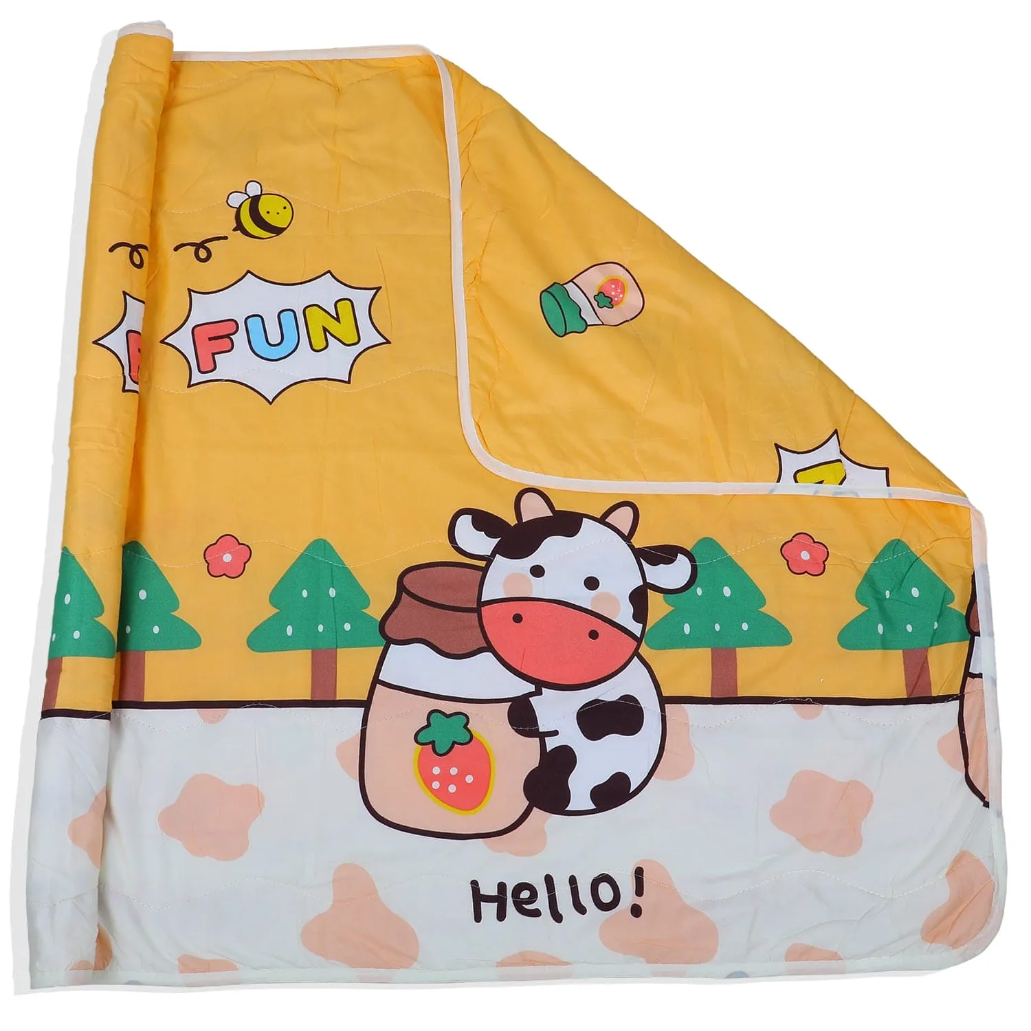 Baby Moo Cuddly Cow Soft Quilted Premium Reversible Blanket - Yellow