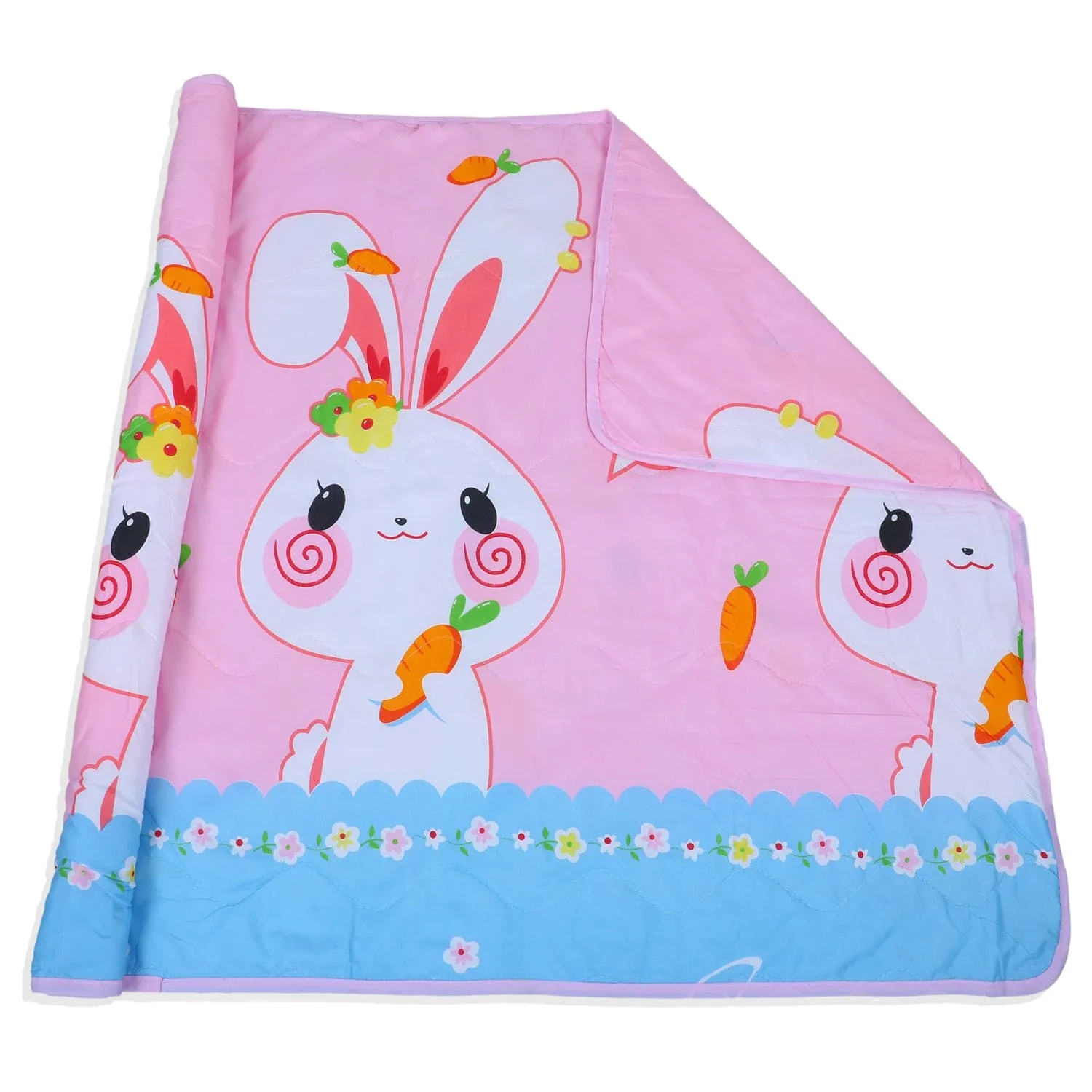 Baby Moo Hungry Bunny Soft Quilted Premium Reversible Blanket - Pink