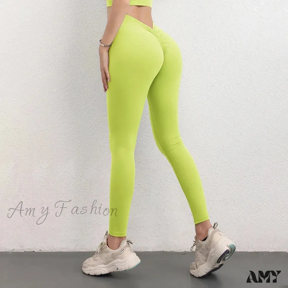 Back V Butt Yoga Pant Fitness Workout Gym Running Scrunch High Waist Active Wear Tight Leggings