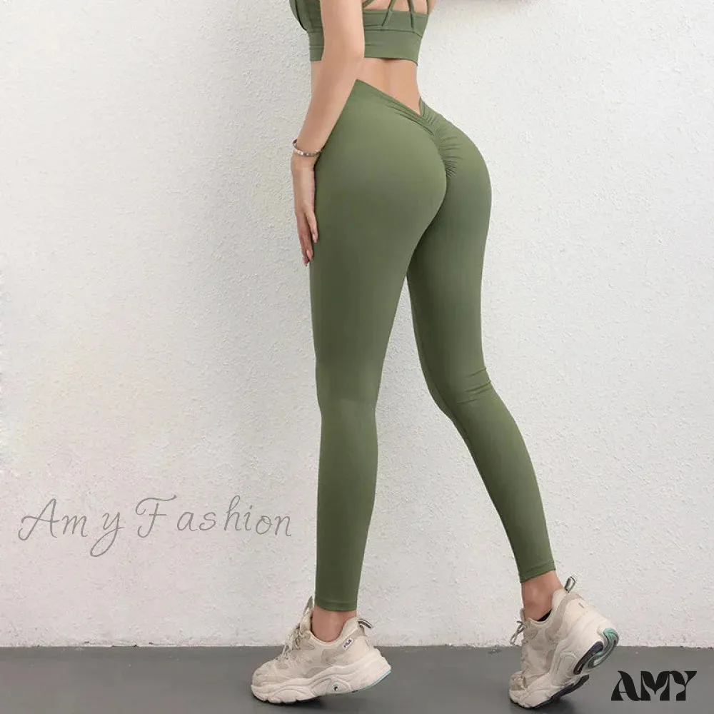 Back V Butt Yoga Pant Fitness Workout Gym Running Scrunch High Waist Active Wear Tight Leggings