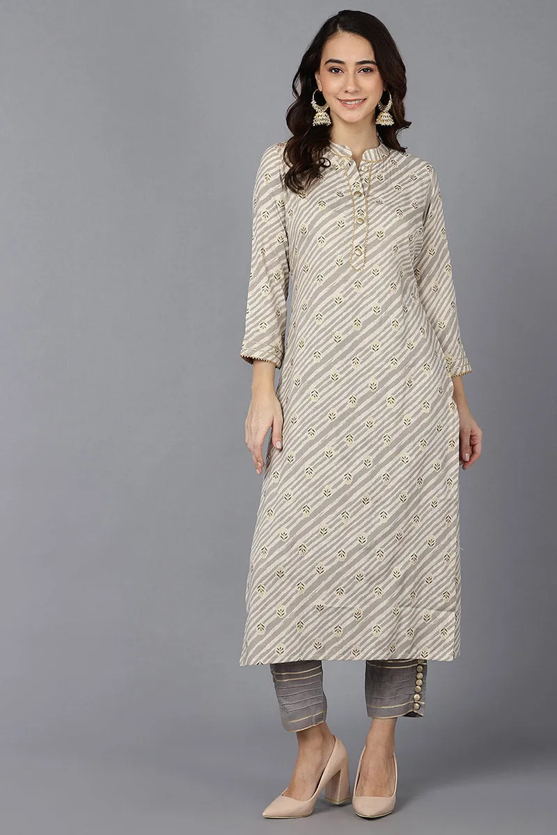 Beige Cotton Straight Kurta