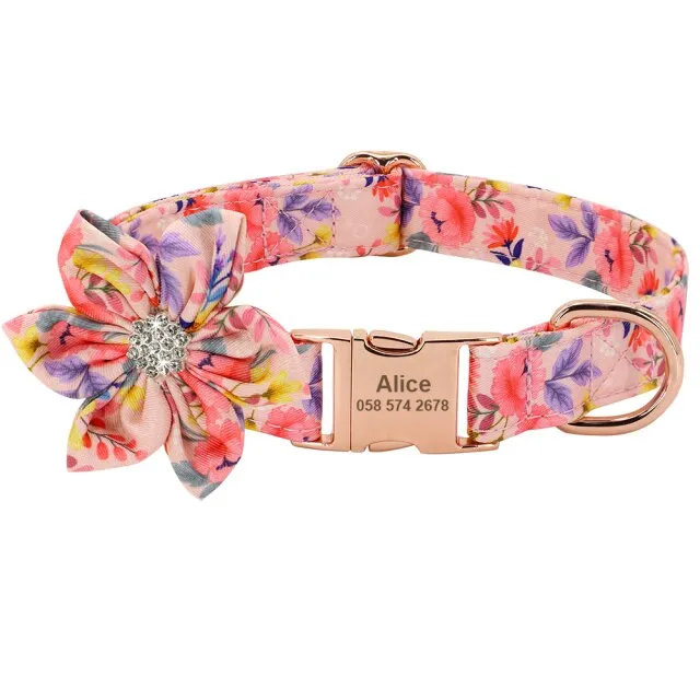 Belt Rhinestone Flower Dog Collar