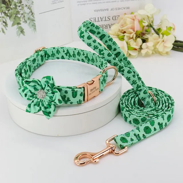 Belt Rhinestone Flower Dog Collar