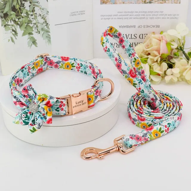 Belt Rhinestone Flower Dog Collar