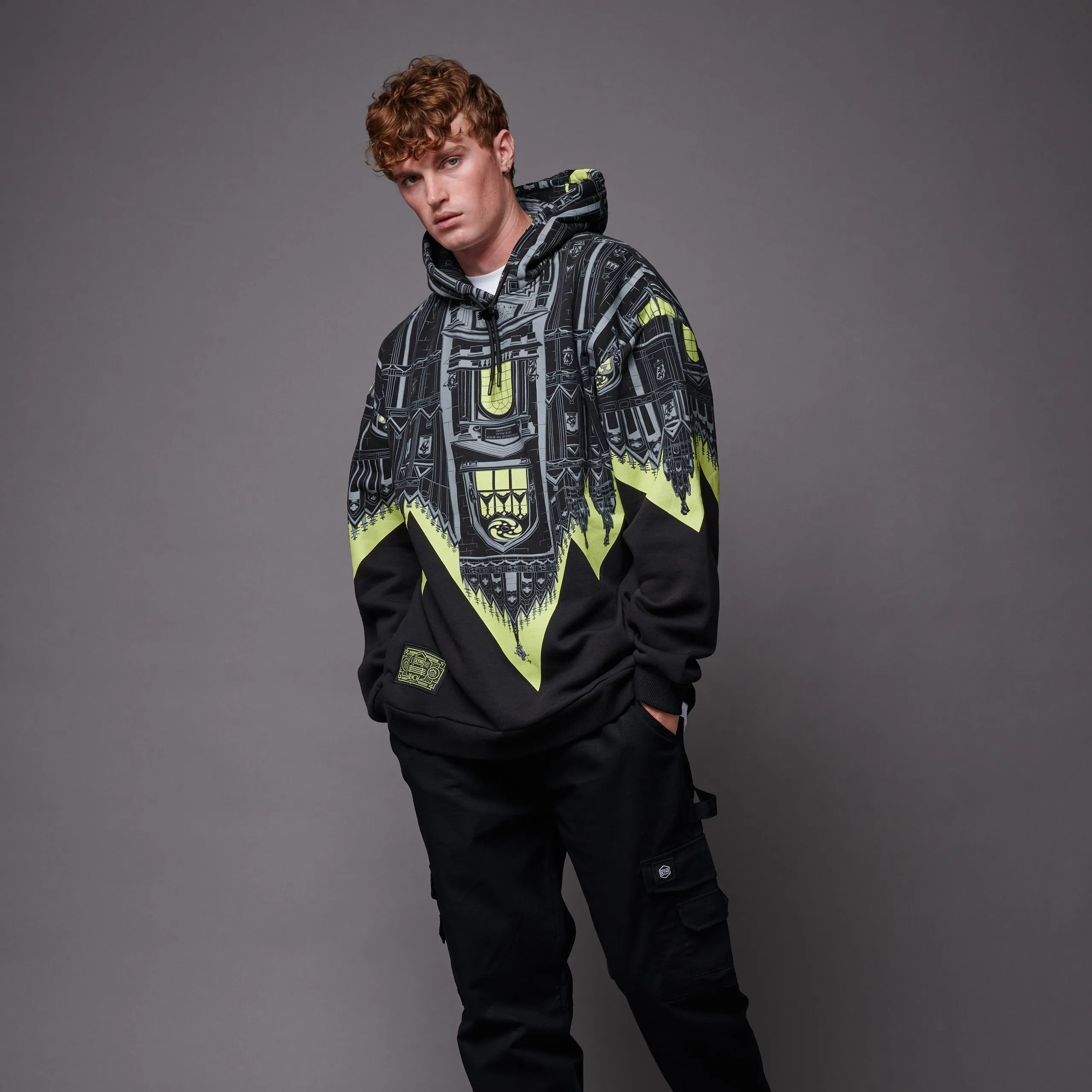 BENCH Duomo Over Hoodie Black/Lime