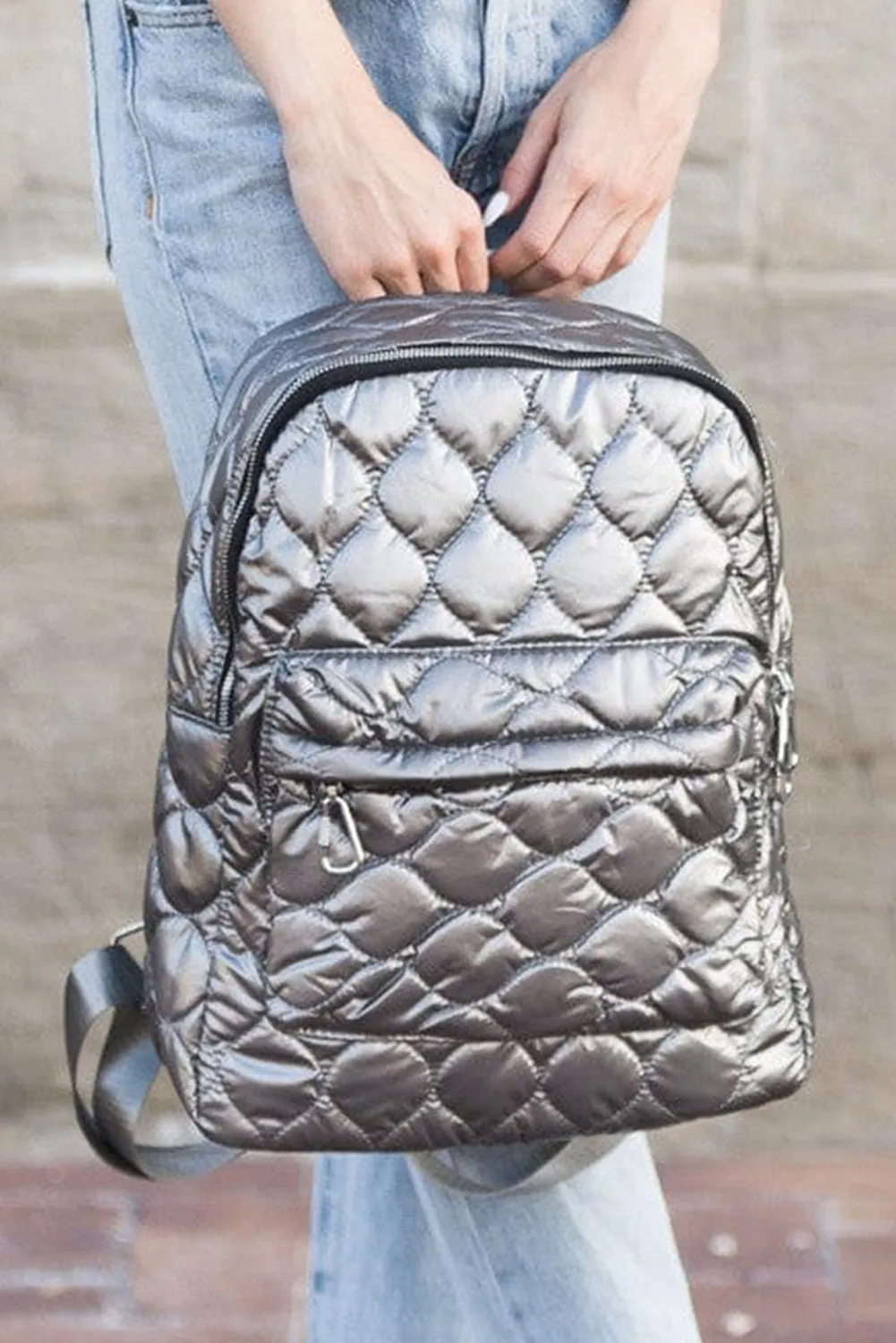 Black Quilted Large Capacity Functional Backpack