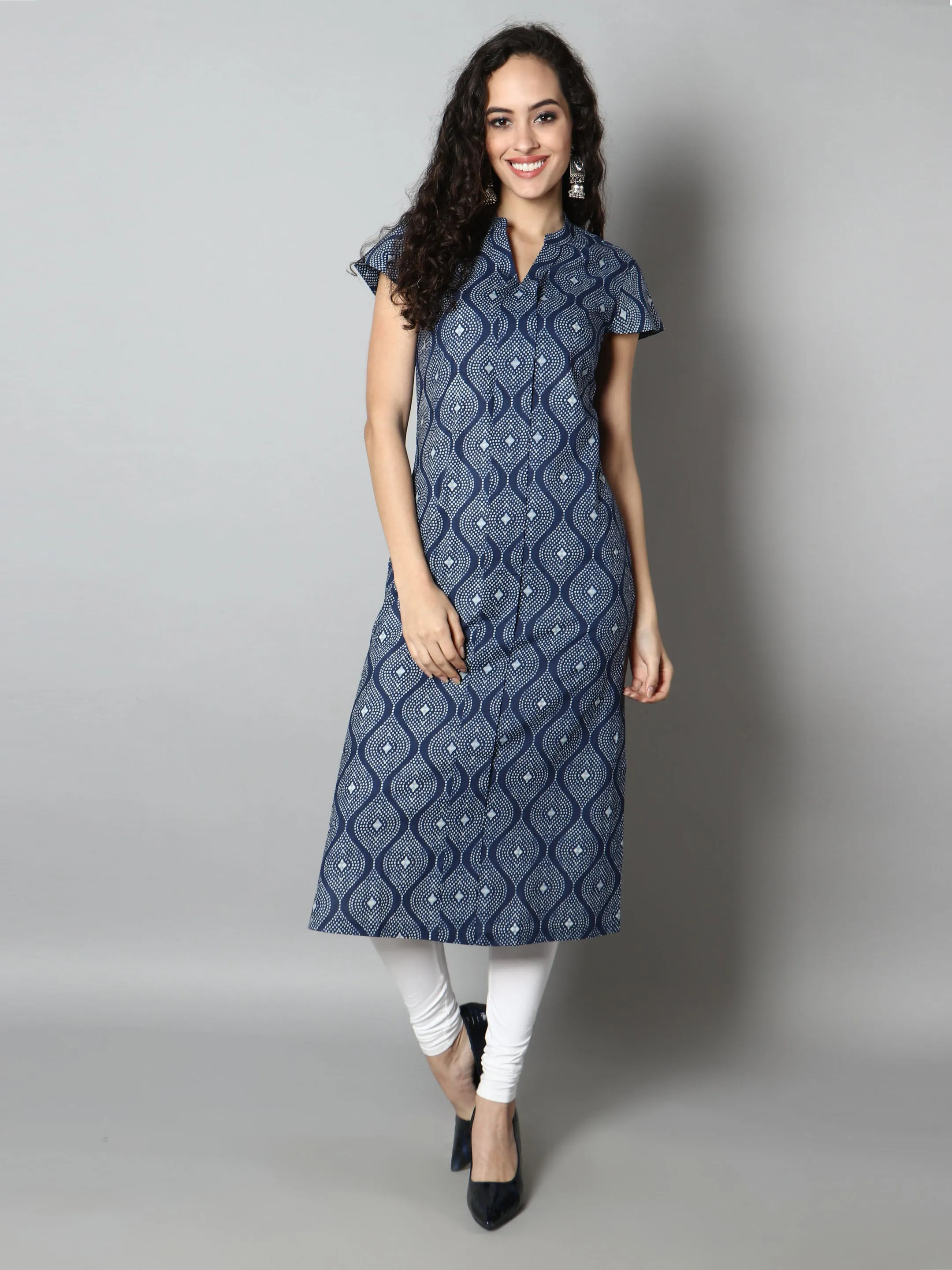 Blue Abstract Women'S Kurta