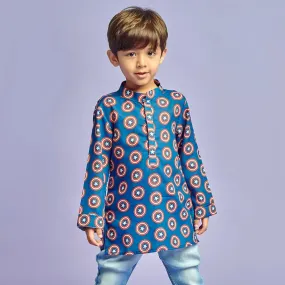 Blue Captain America Printed Kurta