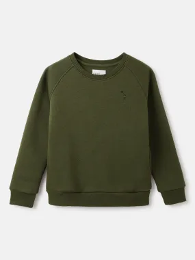 Blue Giraffe Boys Olive Solid Round Neck Full Sleeves Sweatshirt