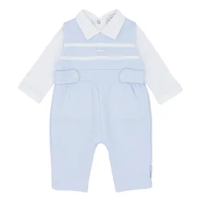 Blues Baby blue quilted & contrast dungaree set