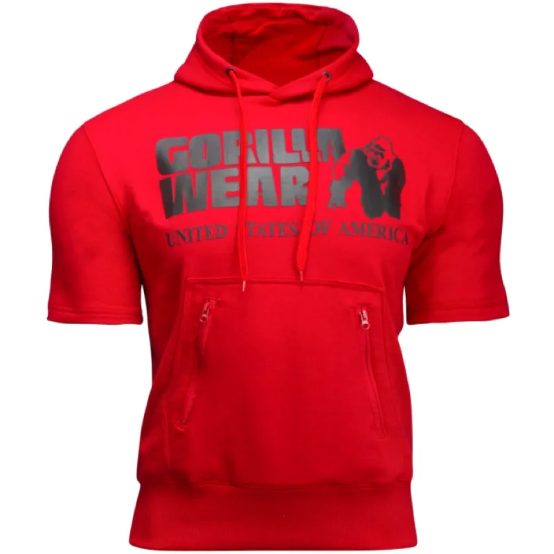 Boston Short Sleeve Hoodie -Red (with blacklogo)