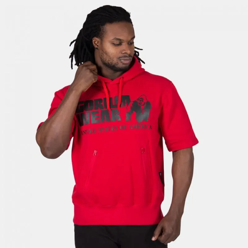 Boston Short Sleeve Hoodie -Red (with blacklogo)