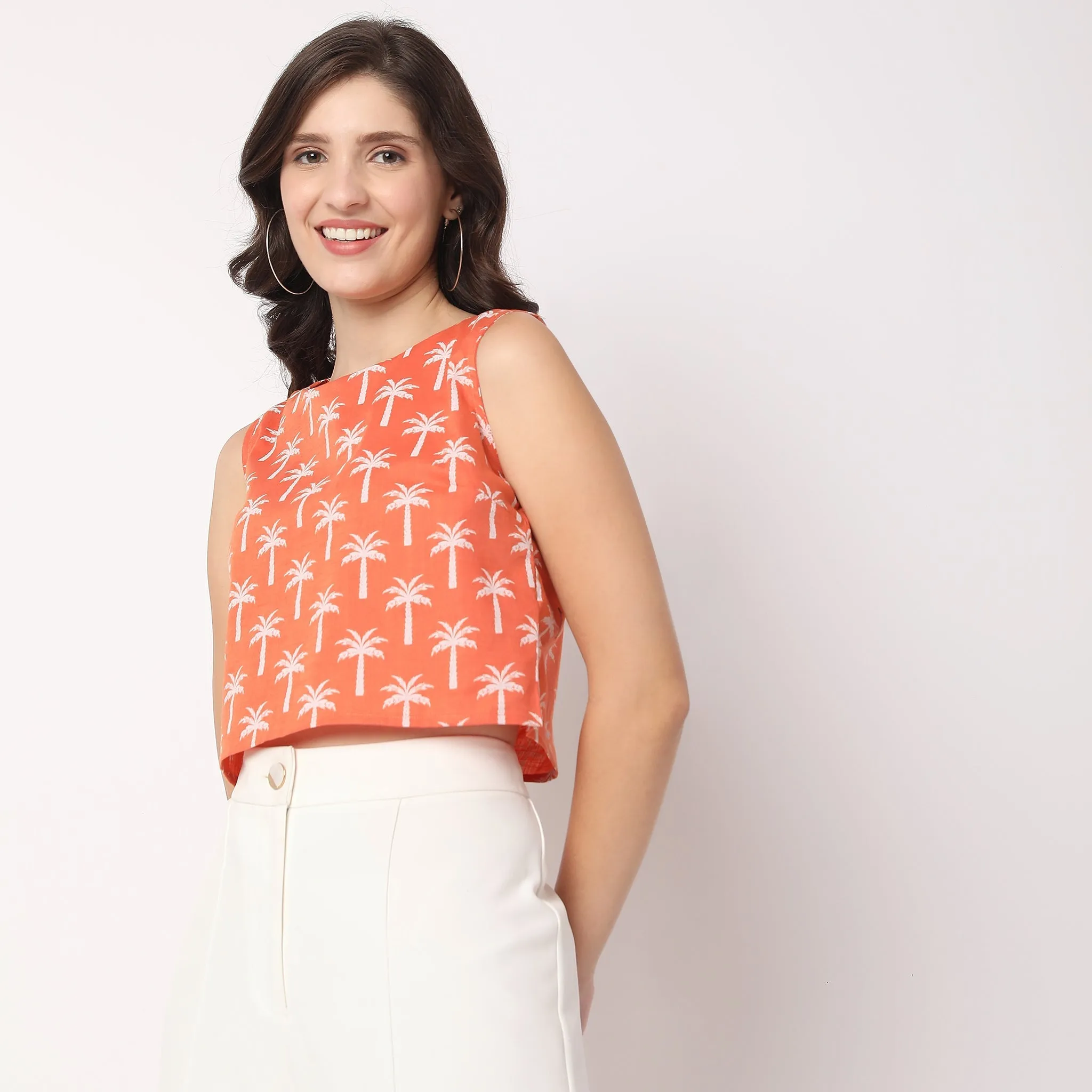 Boxy Fit Printed Crop Top