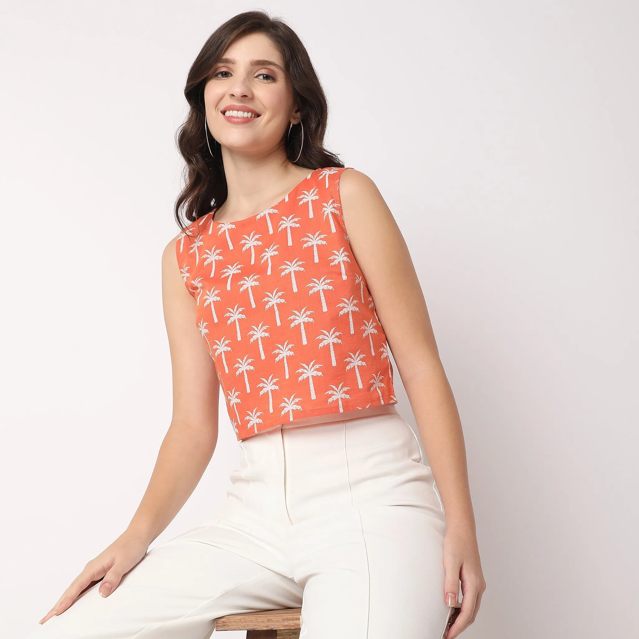 Boxy Fit Printed Crop Top