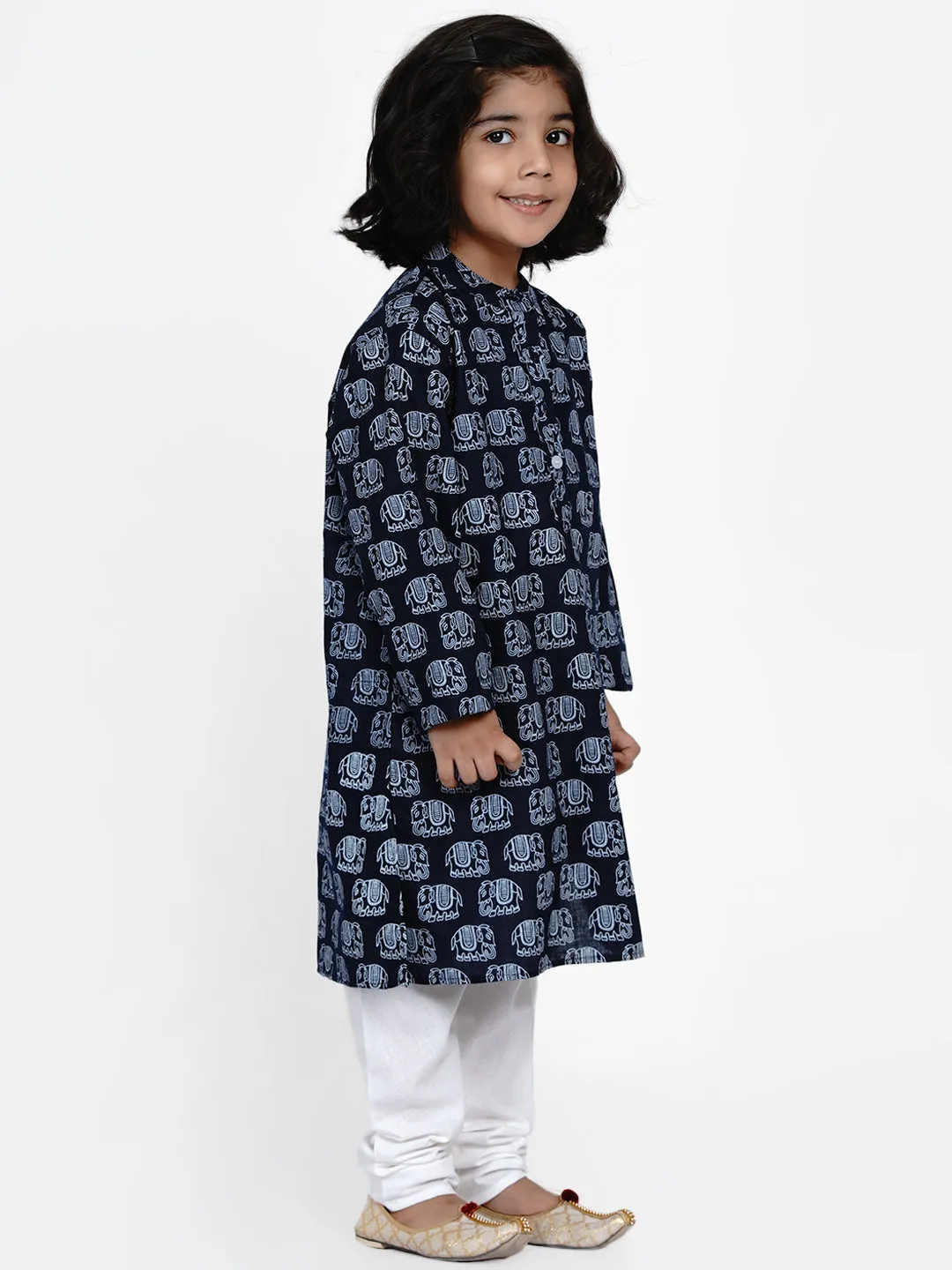 Boys Blue Ethnic Printed Kurta with Pyjamas