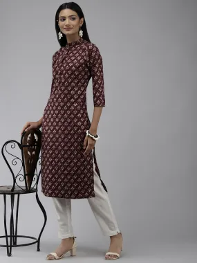 Burgundy Printed Kurta