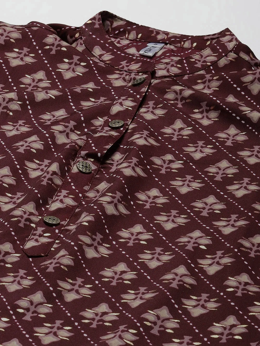 Burgundy Printed Kurta