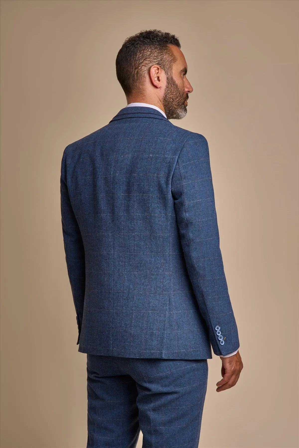 Carnegi Navy Short Tweed Three Piece Suit