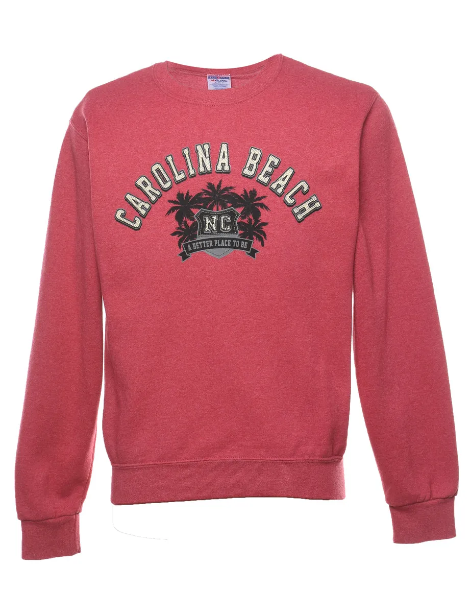 Carolina Beach Pink Printed Sweatshirt - S