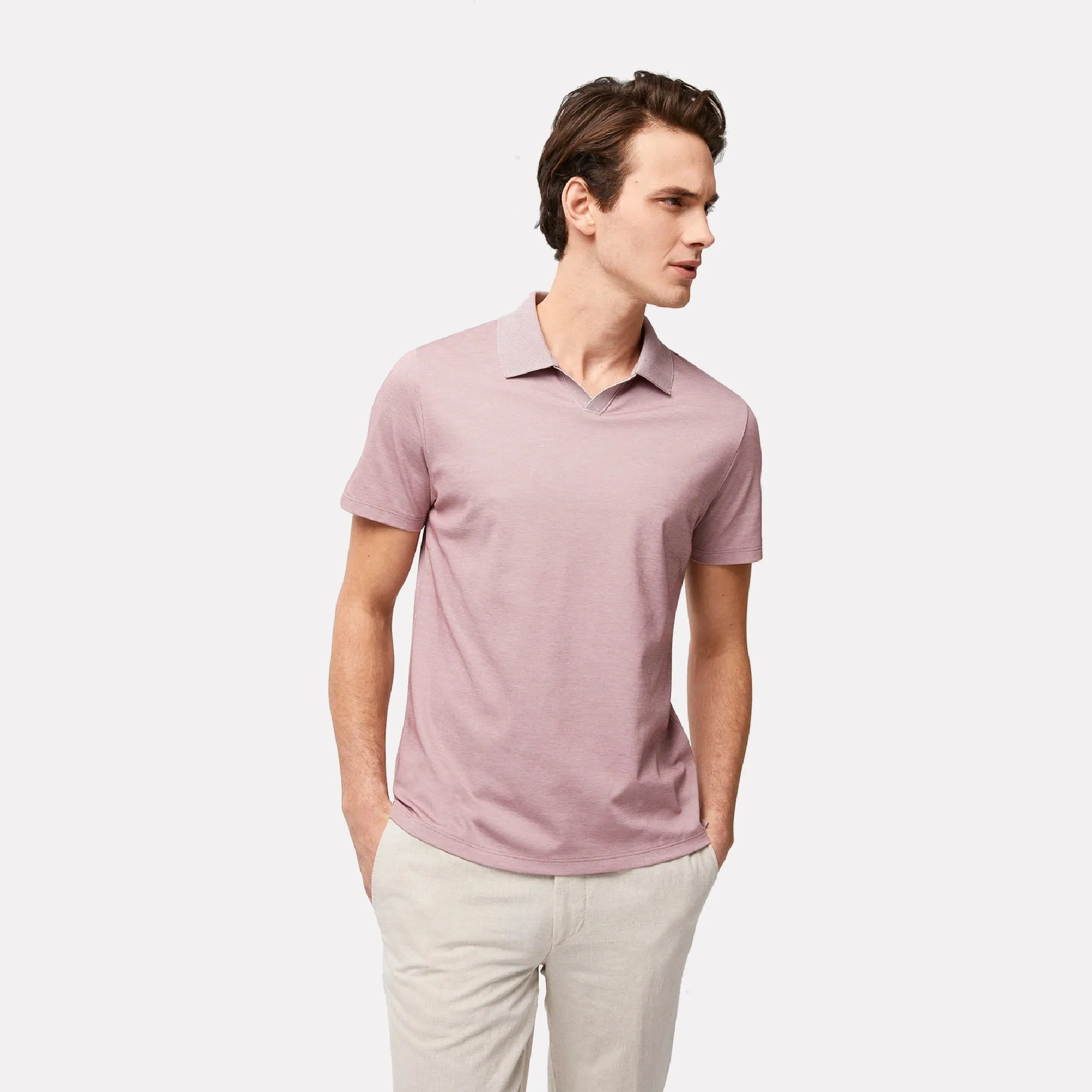 Casey Open Collar Polo / Coral Tulip