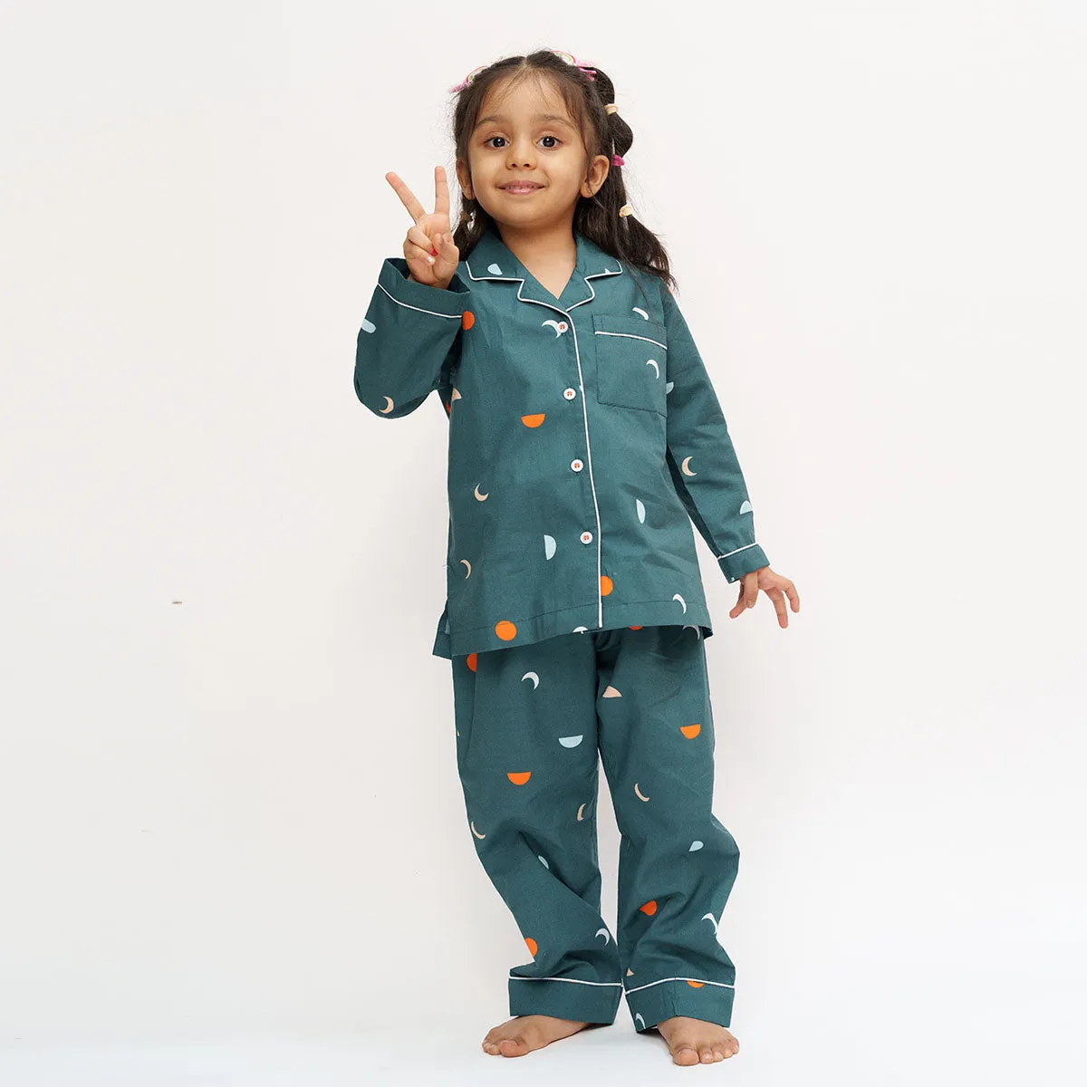 Celestial Dreams Cotton Notched Pyjama Set