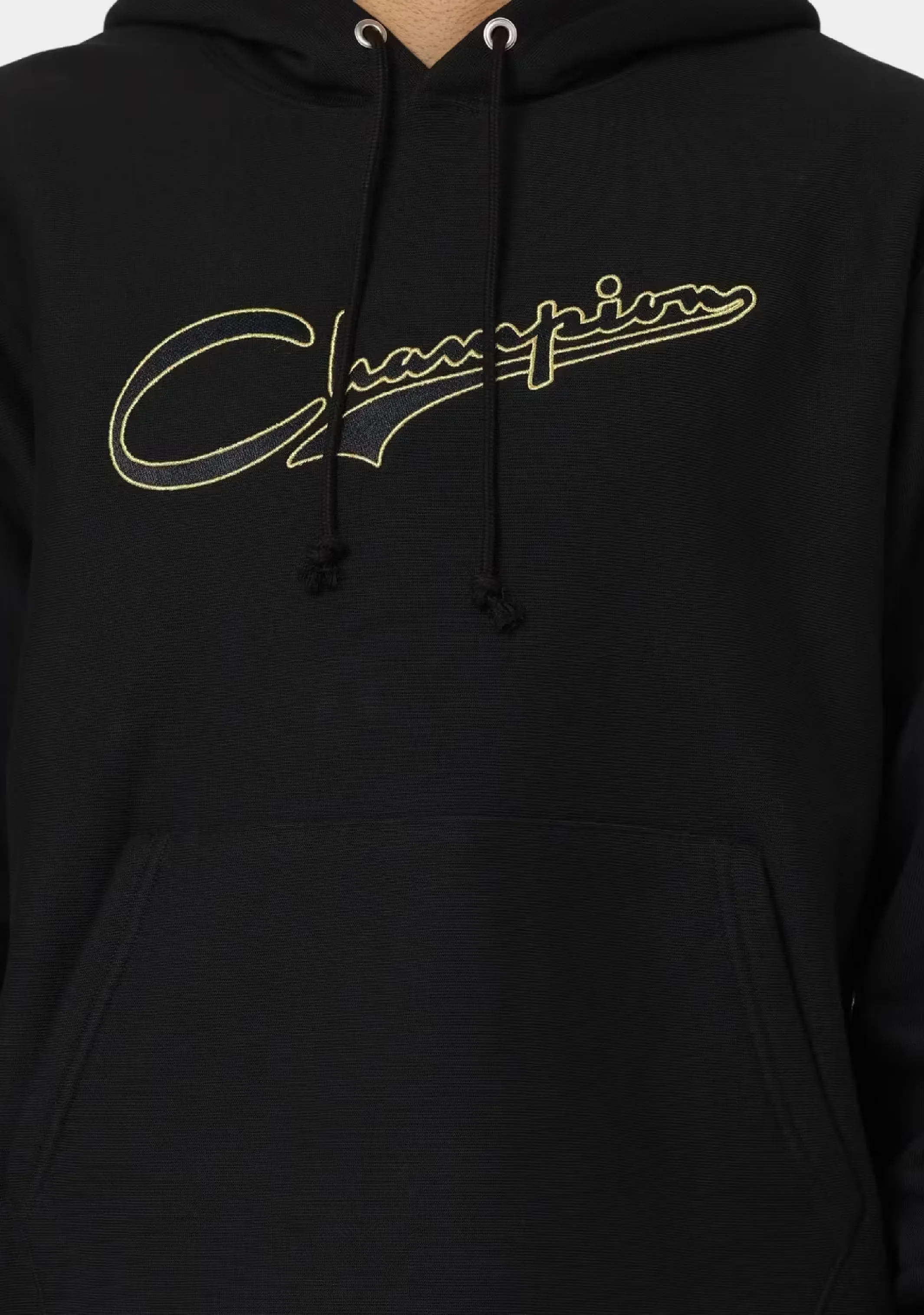 Champion Mens Reverse Weave Archive Script Hoodie <BR> AUX9N 203