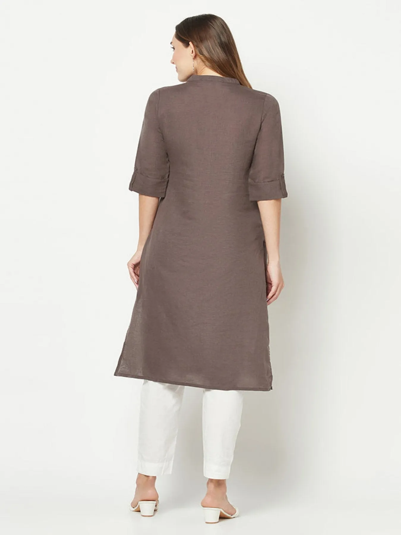 Charcoal Yoke Embroidered Kurta