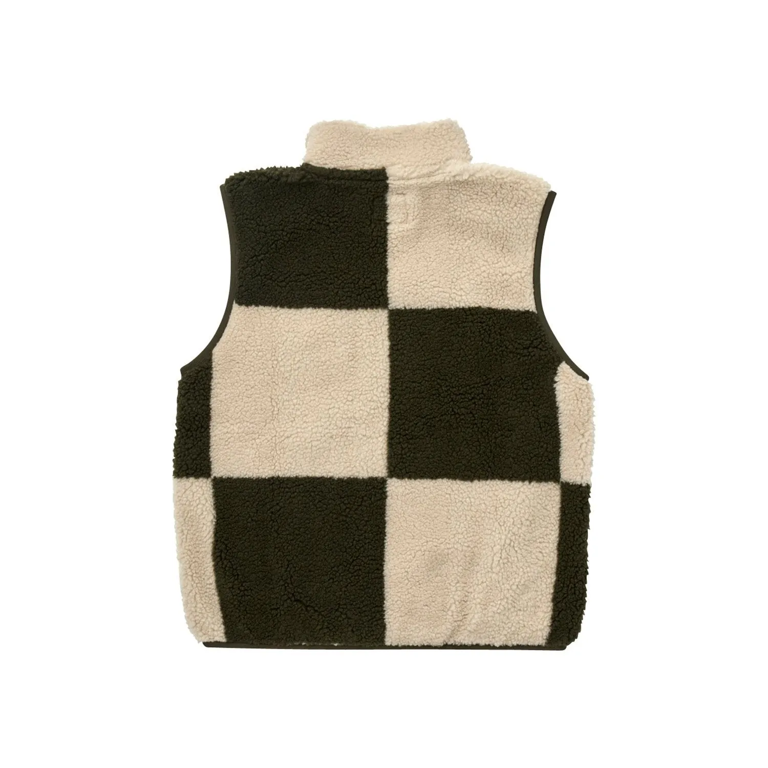 CHECKERED SHERPA VEST NATURAL / OLIVE CHECK